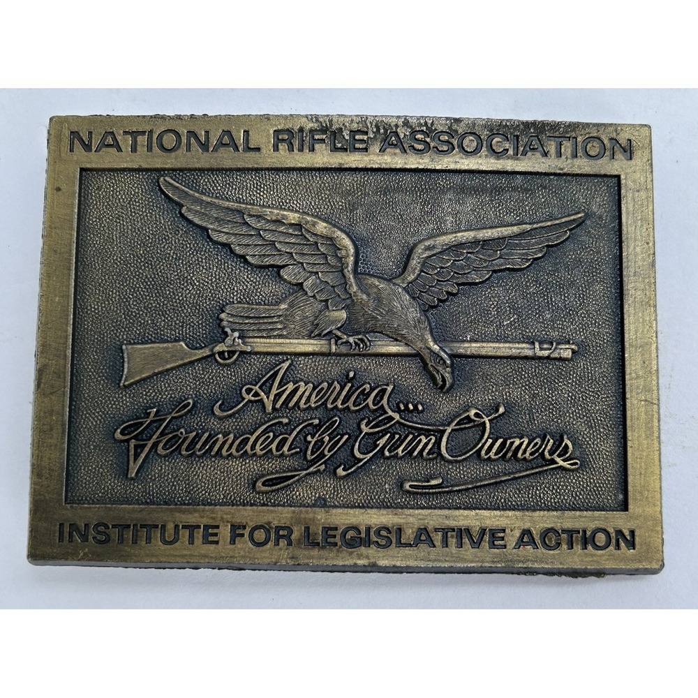 NRA National Rifle Assn Gun‎ Owner 2nd Amendment Right Bear Arm Vtg Belt Buckle